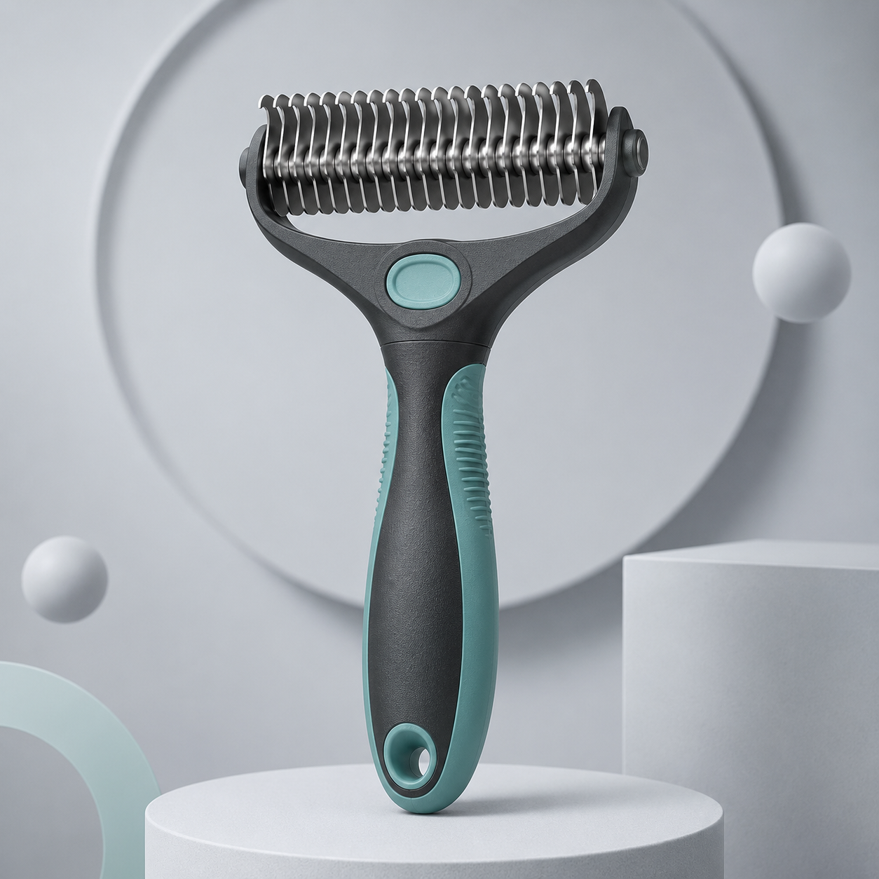 Professional Pet Deshedding Rake – Gentle Undercoat Grooming Tool with Rotating Stainless Steel Teeth for Dogs & Cats, Loose Fur Removal, Detangling & Everyday Coat Care