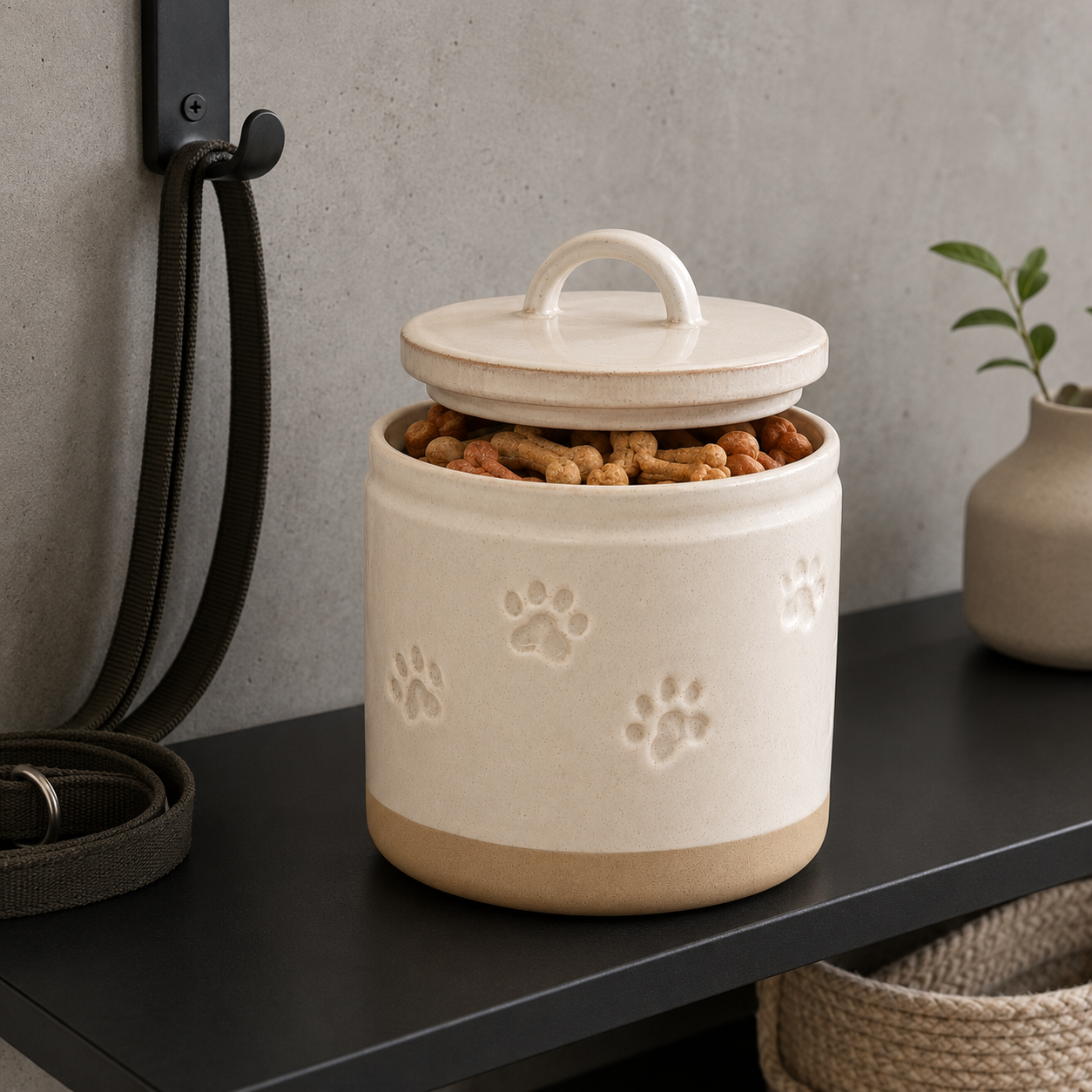 Ceramic Pet Treat Storage Jar with Lid