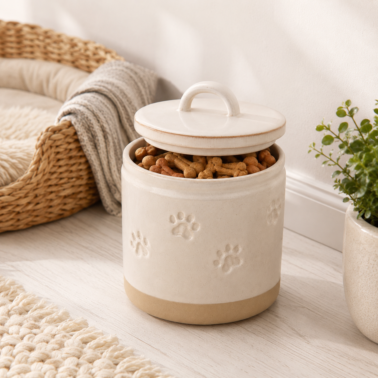 Ceramic Pet Treat Storage Jar with Lid
