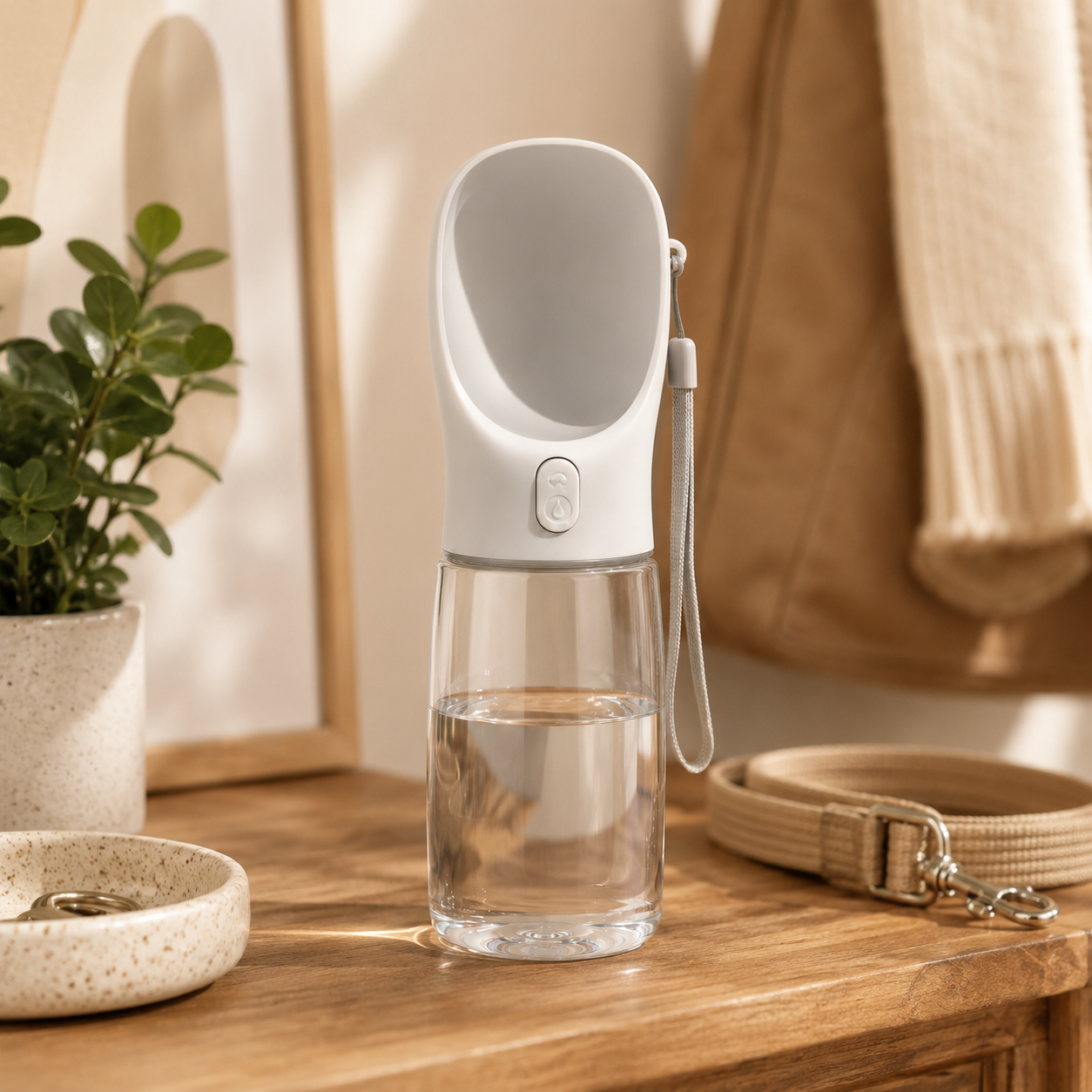Portable Pet Water Bottle with Built-In Drinking Bowl