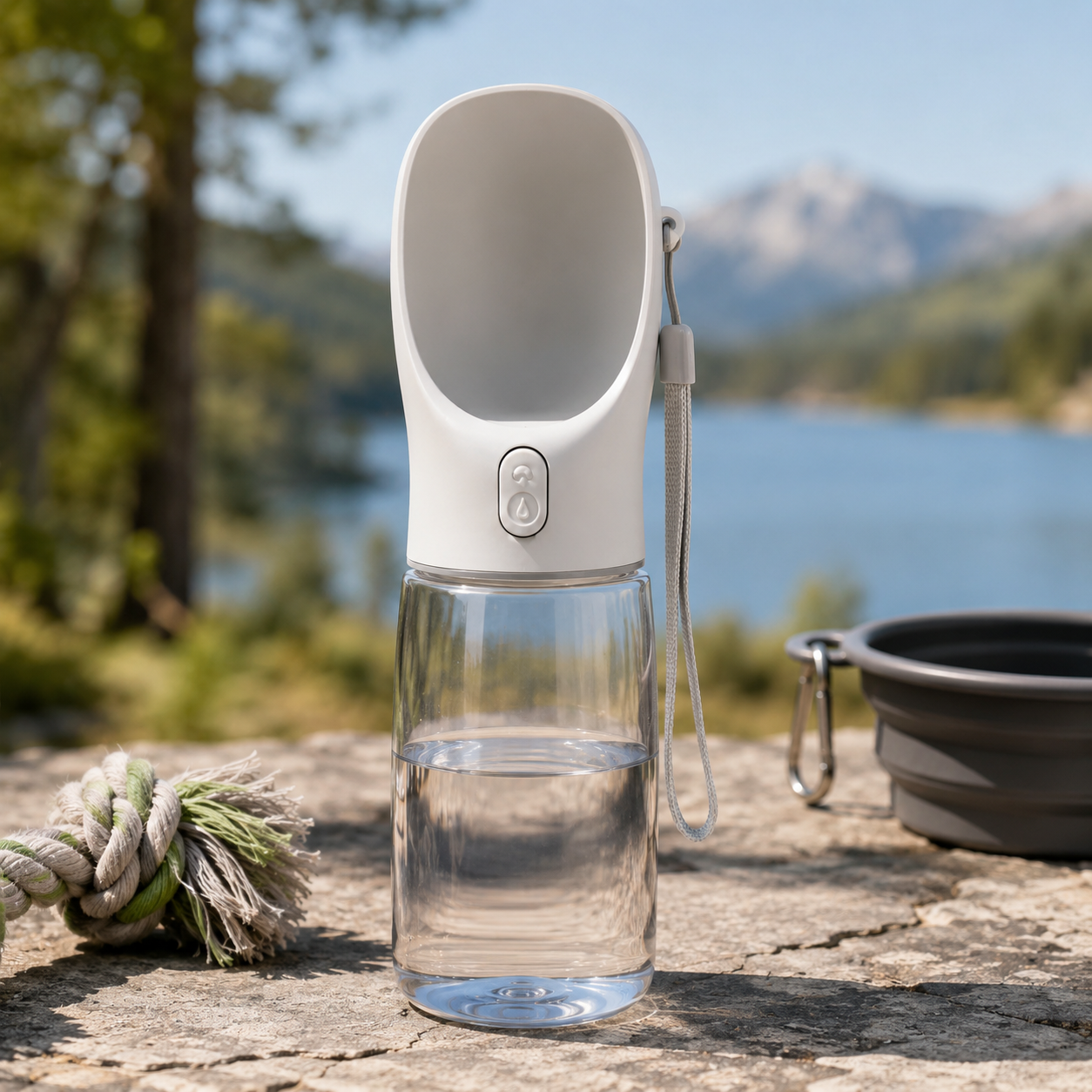 Portable Pet Water Bottle with Built-In Drinking Bowl
