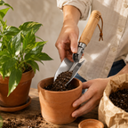 Folding Stainless Steel Garden Trowel with Ergonomic Wooden Handle