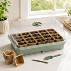 Seed Starter Greenhouse Kit with Humidity Dome & Biodegradable Pots