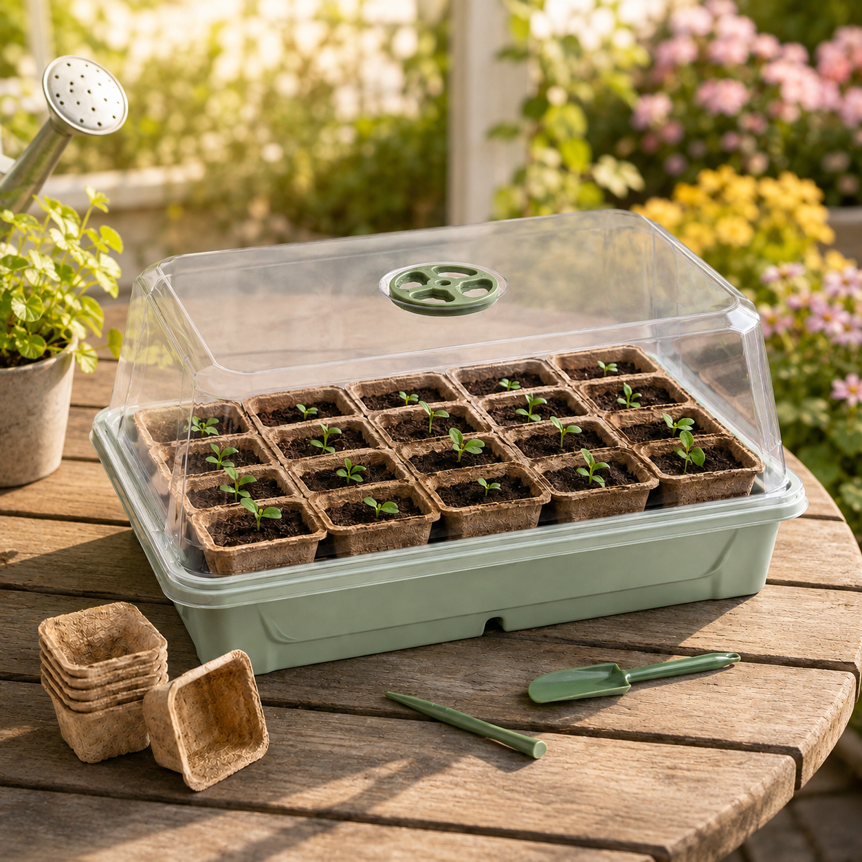 Seed Starter Greenhouse Kit with Humidity Dome & Biodegradable Pots
