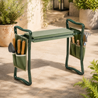 2-in-1 Padded Garden Kneeler & Seat with Side Tool Pouches