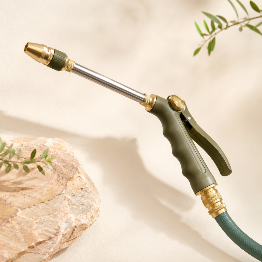 Adjustable High-Pressure Garden Hose Spray Wand with Comfort Grip