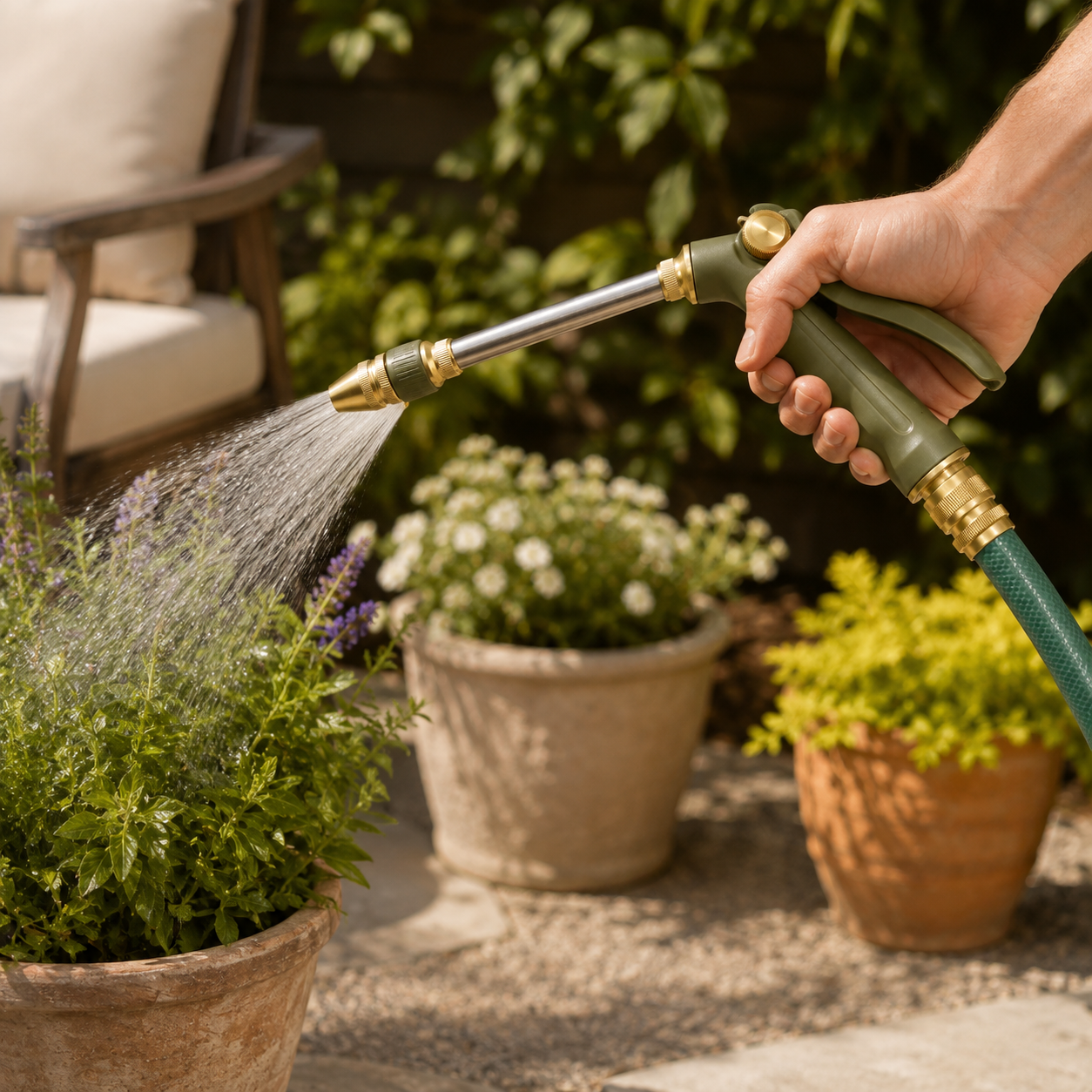 Adjustable High-Pressure Garden Hose Spray Wand with Comfort Grip