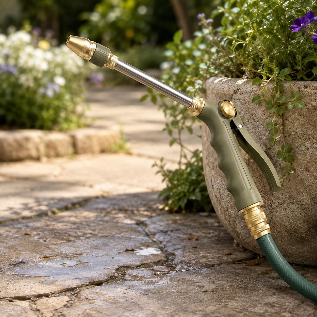 Adjustable High-Pressure Garden Hose Spray Wand with Comfort Grip
